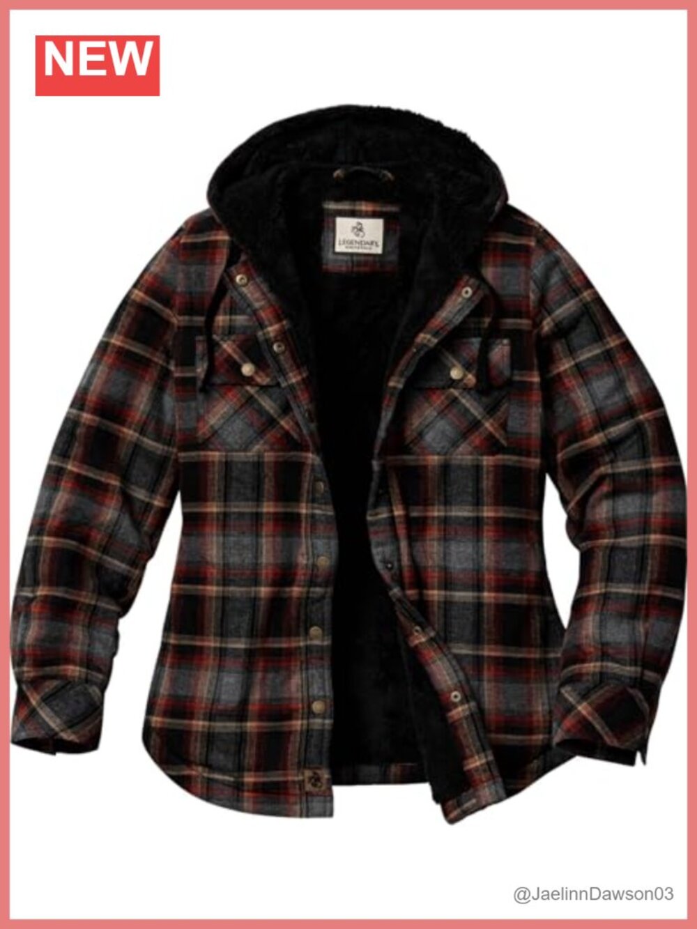 Sherpa Lined Hooded Shirt Jacket Snap Front Plaid Flannel